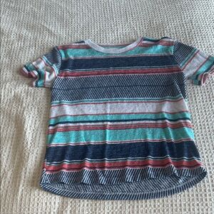 Ginger G Short-Sleeve Striped Tee in Teal, Navy & Coral